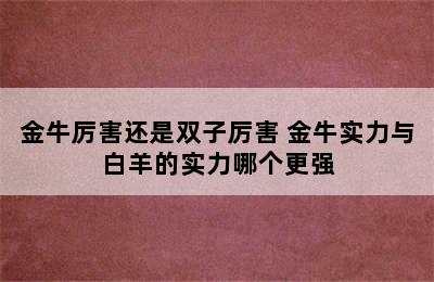 金牛厉害还是双子厉害 金牛实力与白羊的实力哪个更强